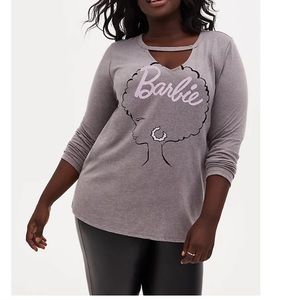 TORRID BARBIE LONG SLEEVE CHOKER TOP - HEATHER GREY